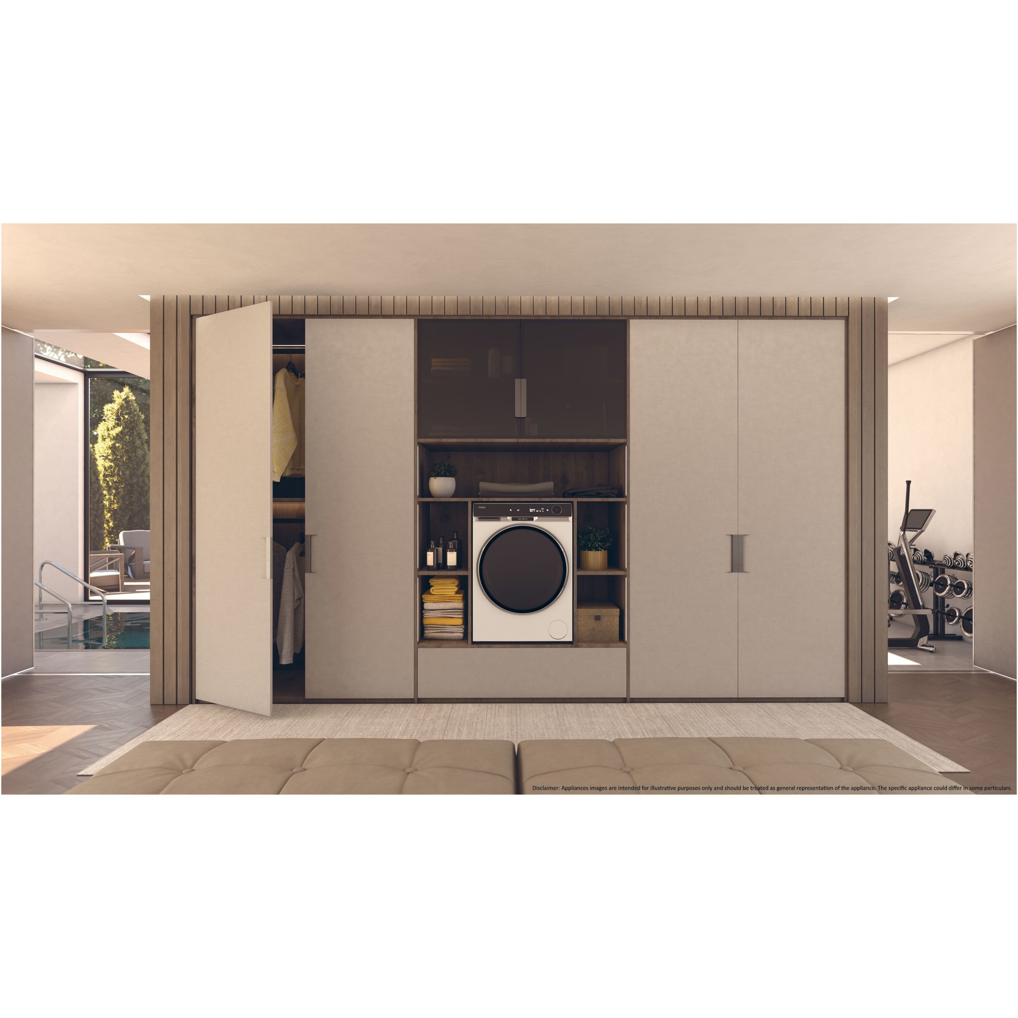 Masina de spalat rufe cu uscator Haier HWD100-B14397US, Spalare 10 kg, Uscare 6 kg, 1400 rpm, Motor Direct Motion, Clasa A, Ultra Fresh, WiFi, ABT, display LCD, Smart Dual Spray, Alb