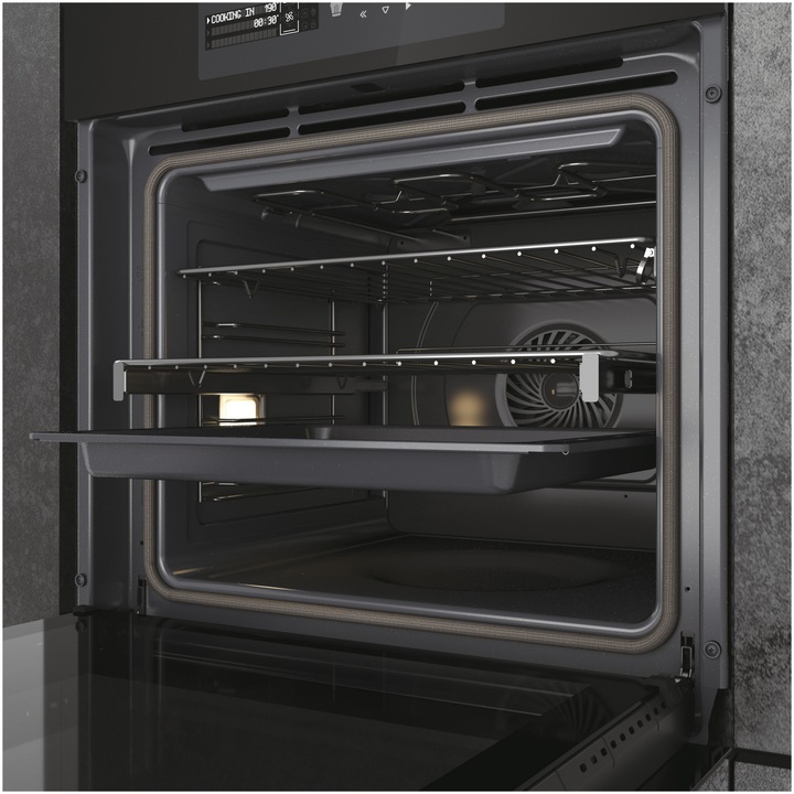 Cuptor incorporabil Haier HWO60SM6B9BH, Electric, 70 l, Autocuratare pirolitica & hidrolitica, WiFi , Clasa A+, Softclose, Negru
