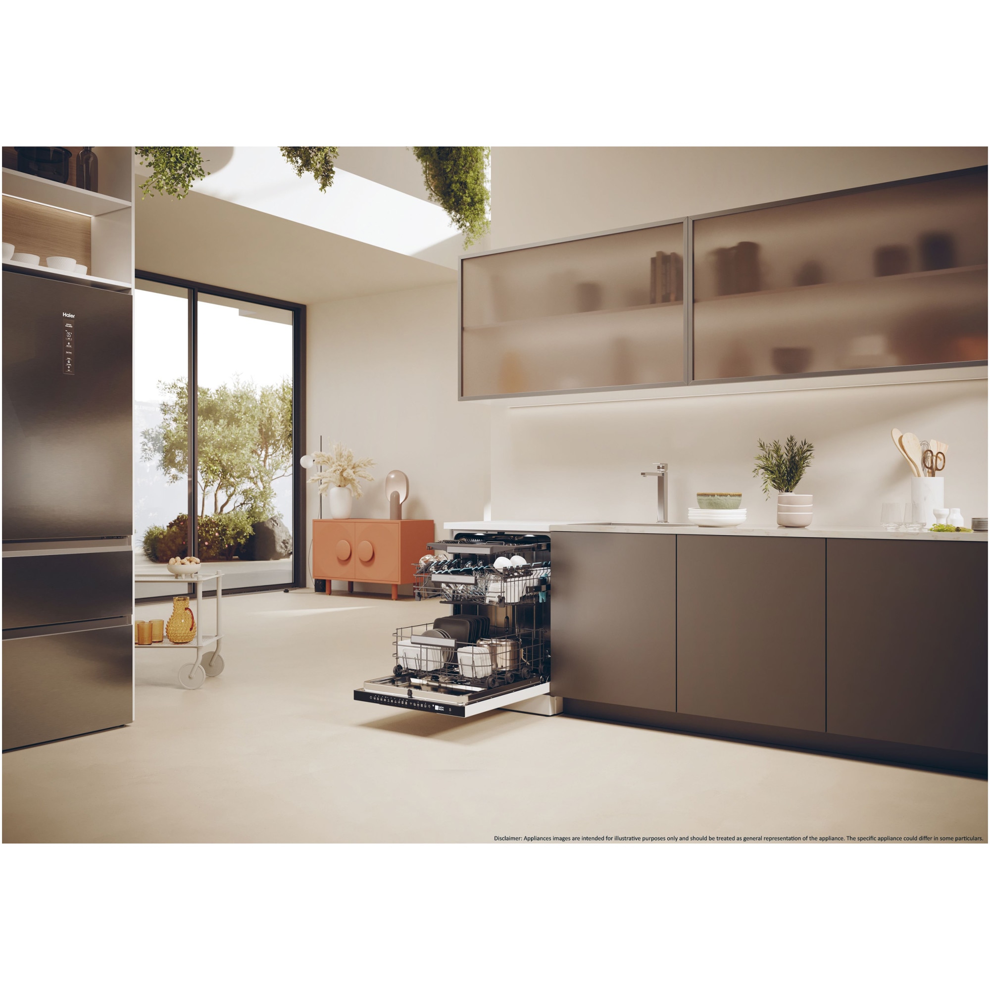 Masina de spalat vase Haier XF 6B2M3PW, 16 seturi, 10 programe, Clasa B, Motor Inverter, WiFi, H-Spray Arm, Flex Zone, Part Light, Powerwash, Automatic Open Door, 60 cm, Alb