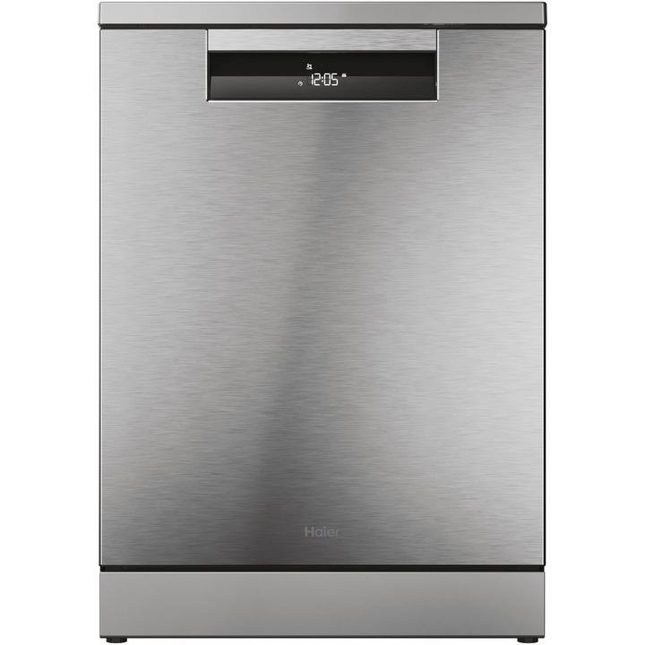 Masina de spalat vase Haier XF 5C4M1X, 15 seturi, 10 programe, Clasa C, Motor Inverter, WiFi, H-Spray Arm, Flex Zone, Part Light, Automatic Open Door, 60 cm, Inox