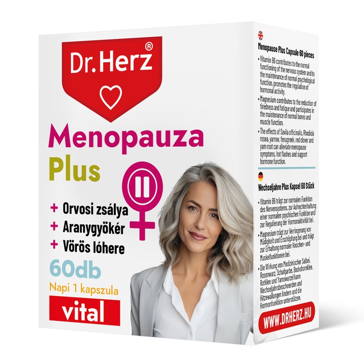 Capsule pentru menopauza cu salvie medicala si vitamina B6 Dr Herz 60 buc