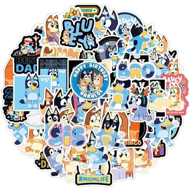 Set 50 Stickere Decorative Rqiurpn, Desene Animate, Rezistent la apa, Eco-Friendly, 4x7cm, Multicolor