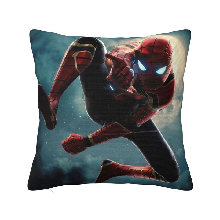 Fata de perna decorativa Rebaike, microfibra poliester, imprimare HD, Spider-Man, 45x45cm