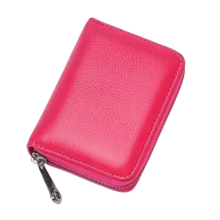 Портфейл за карти, RFID защита, CRT, Pro Card, Еко кожа, Затваряне с цип, 11,5 x 8,5 см, Тъмно розов