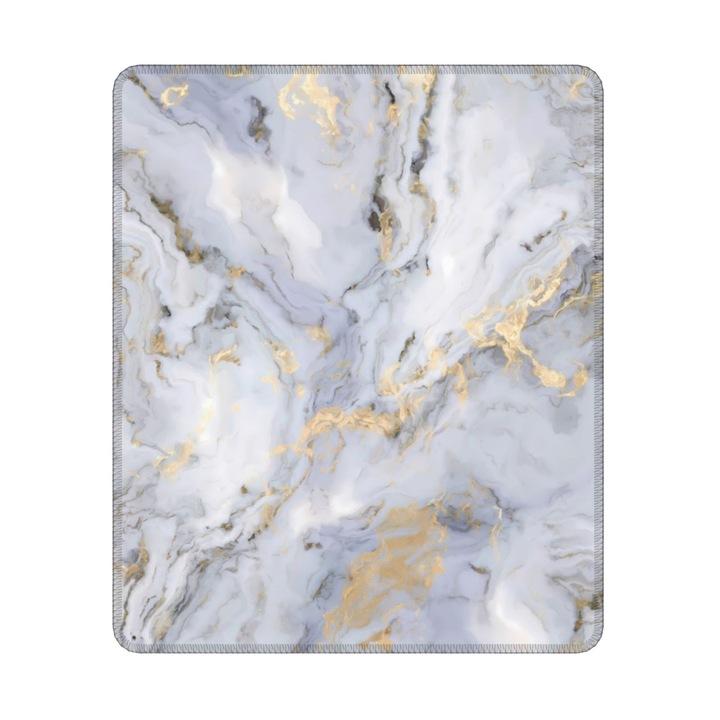 Mousepad Rebaike, model marmura, suprafata anti-alunecare, cusaturi anti-rupere, 30x25x0.3cm, alb
