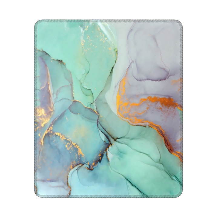Mousepad Rebaike, model marmura, suprafata antialunecare, 30x25x0.3cm, verde