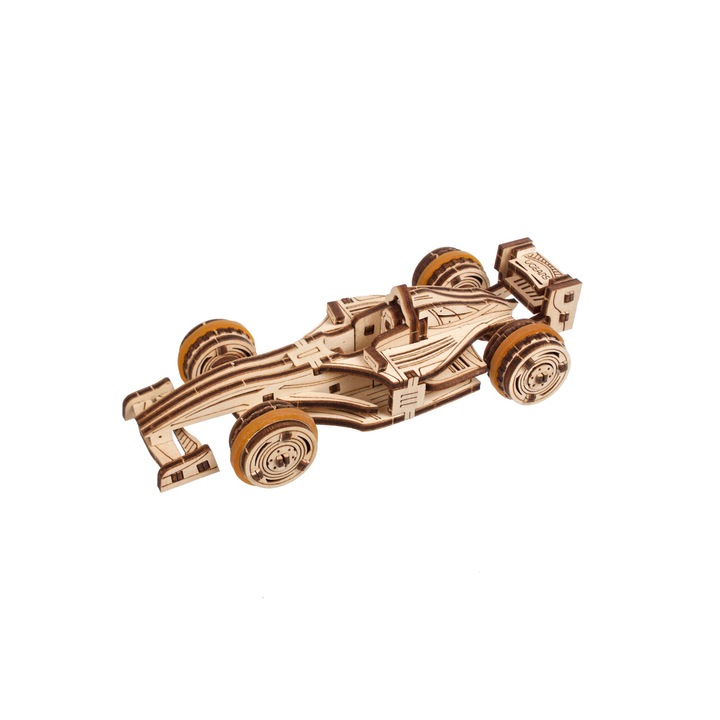 Дървен пъзел 3D Ugears, Compact racer, 14+ години, 90 части
