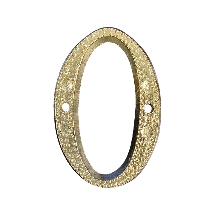 Номер за врата/порта, Число 0, Метален, Златист, 43 мм