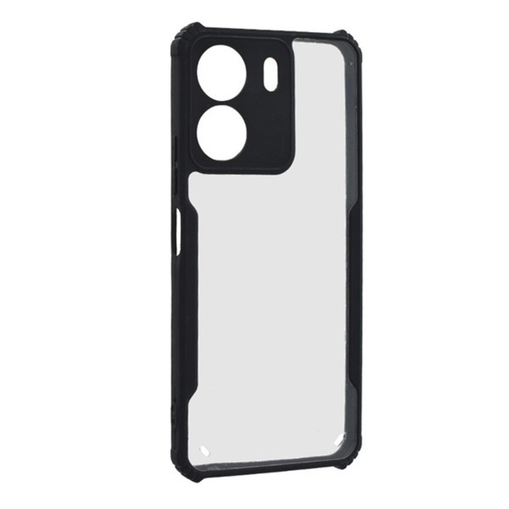 Gigapack szilikon mobiltelefon tok, ütésállóság, légpárnás sarok, akril hátlap, kameravédő, fekete, kompatibilis: Xiaomi Poco C65 / Redmi 13C 4G