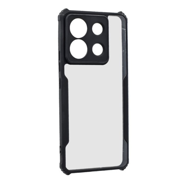 Gigapack szilikon mobiltelefon tok, ütésállóság, légpárnás sarok, akril hátlap, kameravédő, fekete, kompatibilis: Xiaomi Poco X6 / Redmi Note 13 Pro 5G