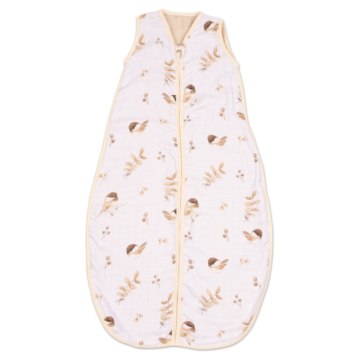 Sac de dormit copii de vara din muselina Kidizi® Birdy 90 cm, 100% bumbac 6-24 luni 0.5 TOG