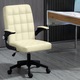 Scaun de birou, Quasar & Co.®, ergonomic, manere rabatabile, sezut si spatar buretat, inaltime reglabila, scaune 5 roti pivotante, rotativ, sistem rotire 360°, piele ecologica, GAMA, crem