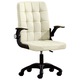 Scaun de birou, Quasar & Co.®, ergonomic, manere rabatabile, sezut si spatar buretat, inaltime reglabila, scaune 5 roti pivotante, rotativ, sistem rotire 360°, piele ecologica, GAMA, crem