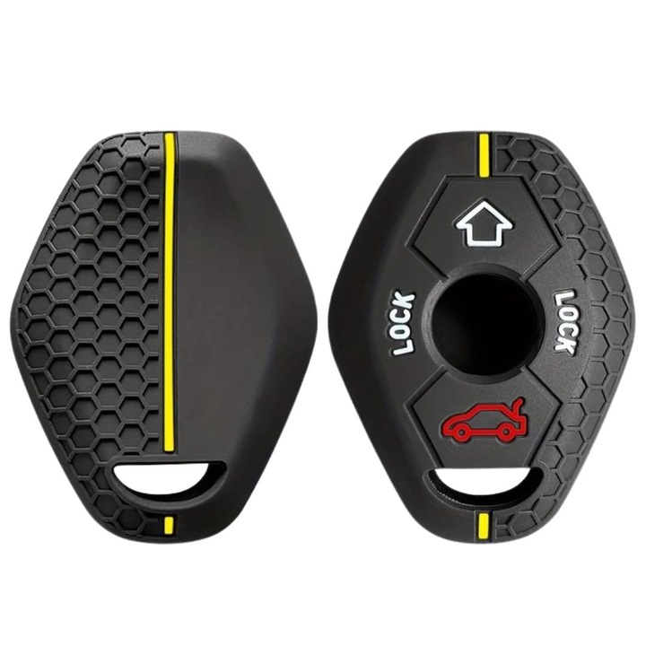 Класически силиконов калъф за ключ AUTOTOB®, BMW E46, спортен модел, черен/жълт