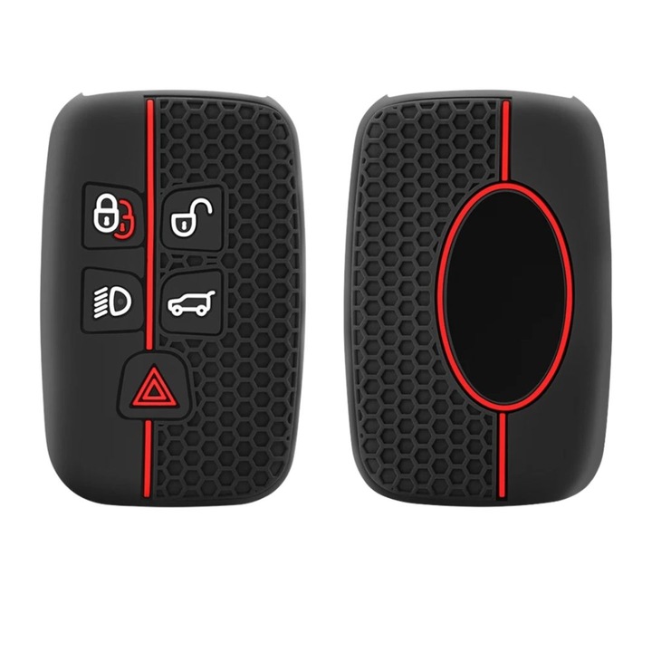 Husa cheie din silicon, AUTOTOB®, Jaguar/Land Rover, model sport, negru/rosu