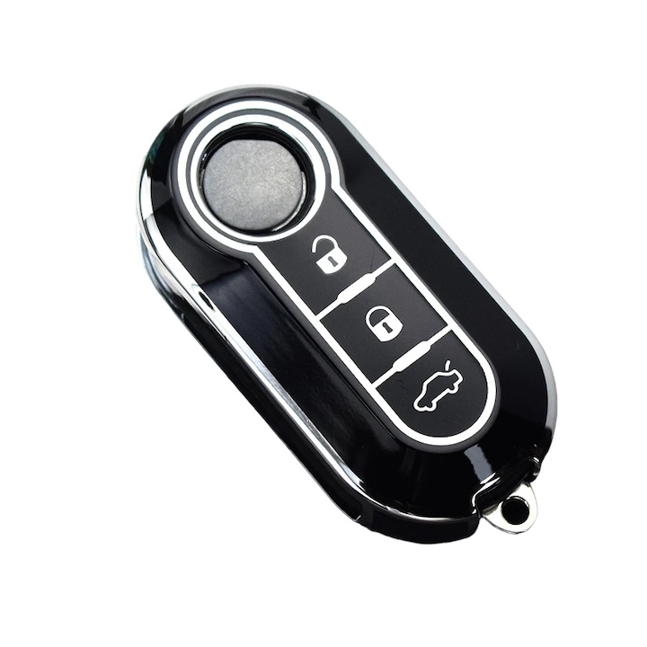 Husa pentru cheie negru Fiat 500 500L Ducato Panda Punto Grande Punto Lancia Musa Citroen Jumper Peugeot Boxer