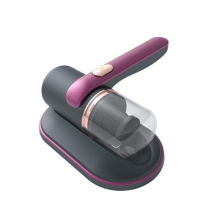 Aspirator de canapele si saltele cu lumina UV, 400W, putere de aspirare: ≥10kPa, recipient praf 150ml, 3 moduri de functionare: vibrare, aspirare, lumina UV, mov/negru