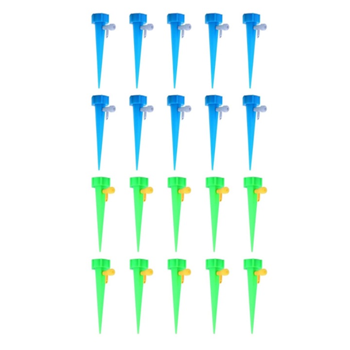 Set 20 irigatoare automate Kosiil, sistem picurare reglabil, albastru/verde, 13.5x3.5cm, plastic