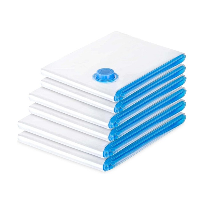 Set 6 Saci de Depozitare Sub Vid Kosiil, 50x70cm, 60x80cm, 80x100cm, Transparent