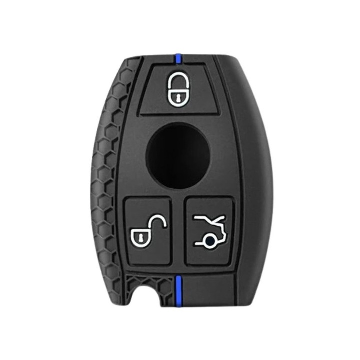 Husa cheie 3 butoane Mercedes, model sport, AUTOTOB®, negru/albastru