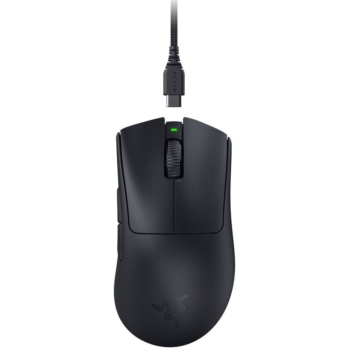 Мишка Razer DeathAdder V3 Pro, 5 програмируеми бутона, Резолюция 30000 DPI, Включен безжичен донгъл HyperPolling, Черен