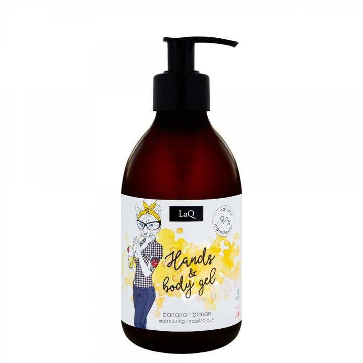 Почистващ гел за ръце и тяло LaQ, Банан, 300мл