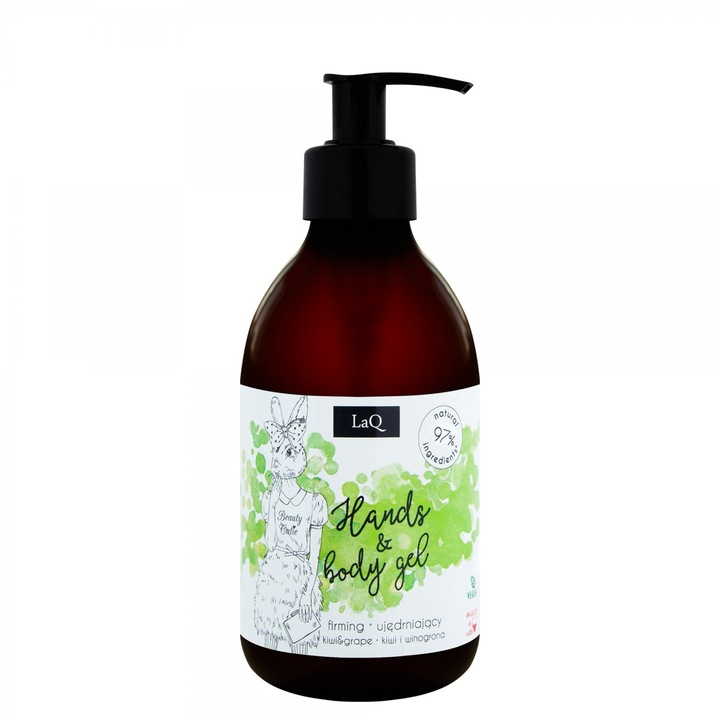 Почистващ гел за ръце и тяло LaQ, Киви и грозде, 300 мл