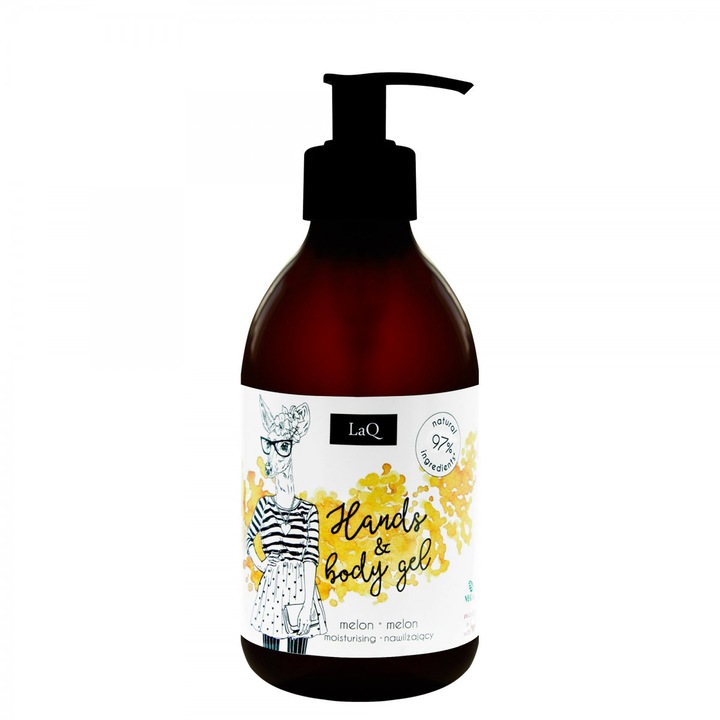 Почистващ гел за ръце и тяло LaQ, Пъпеш, 300мл