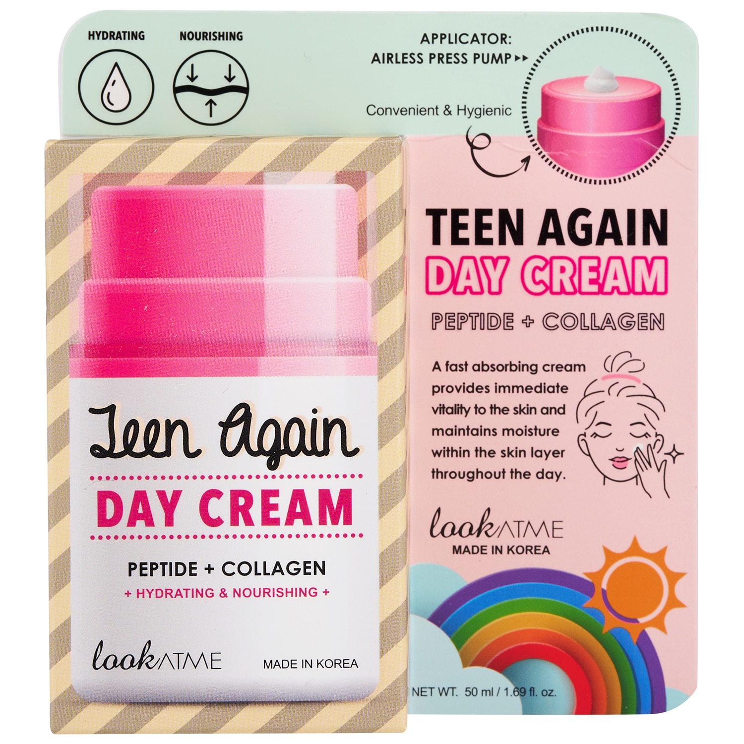 Crema de zi hidratanta cu peptide si colagen Teen Again, 50ml, Look At Me