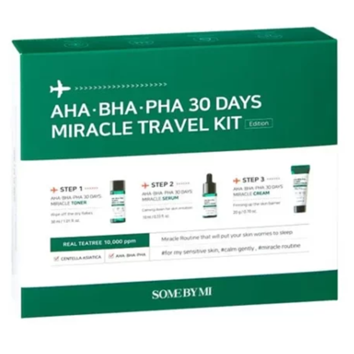 Kit anti-imperfectiuni cu AHA-BHA-PHA pentru calatorie, Some By Mi ...