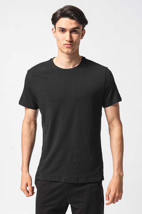 Tommy Hilfiger, Домашна тениска с модал и овално деколте - 2 броя, Бял/Черен