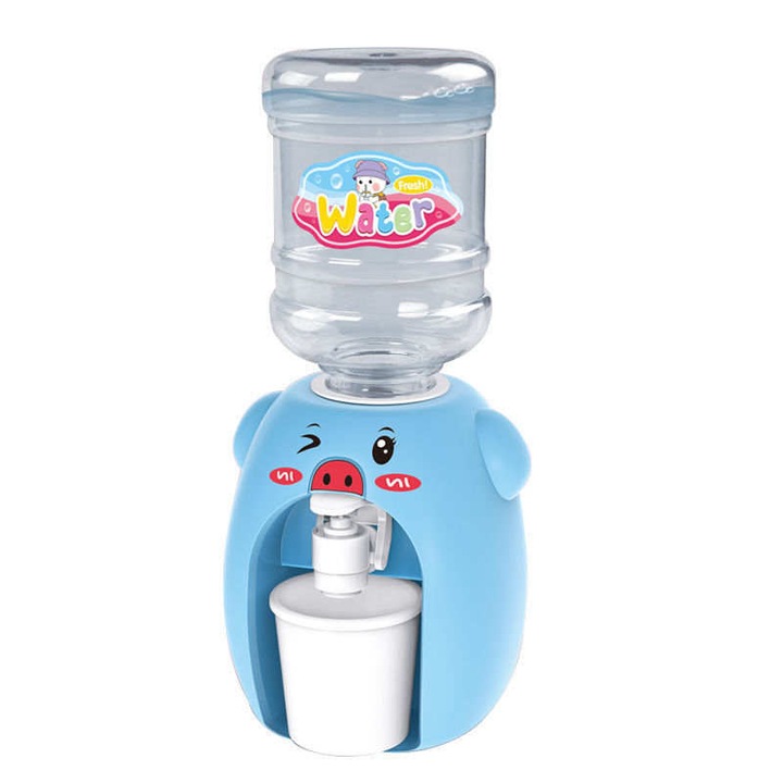Mini játék vízadagoló gyerekeknek, műanyag, kék színű, 150 ml-es víztartály