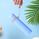 Termos Calatorie Retoo din INOX cu Pereti Dubli, Capac Functie Pahar si Buton Antiscurgere, Capacitate 500ml, Rezistent la Rugina si la Scurgeri, Pastreaza Bautura Fierbinte sau Rece, Albastru