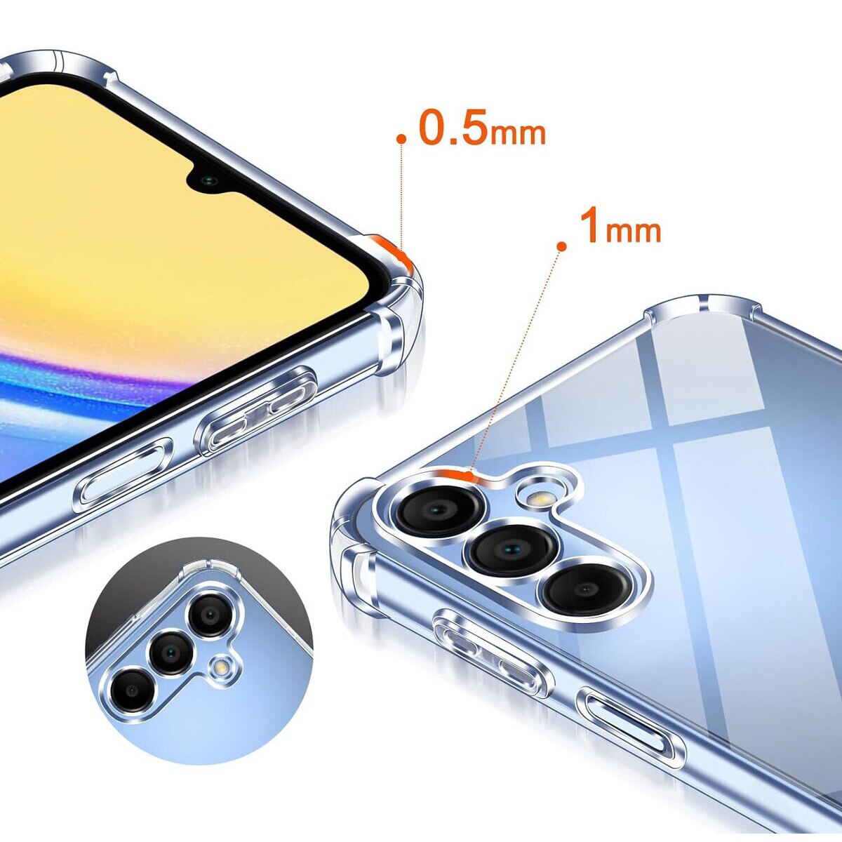 Set Husa pentru Samsung Galaxy A55 5G si Folie Ecran, Silicon Antishock, Transparent, BzStore