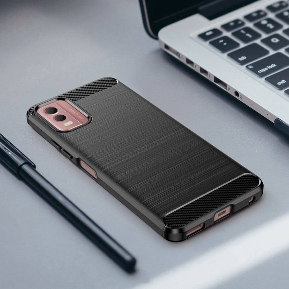 Husa Techsuit Carbon Silicone compatibila cu Nokia C32 Black