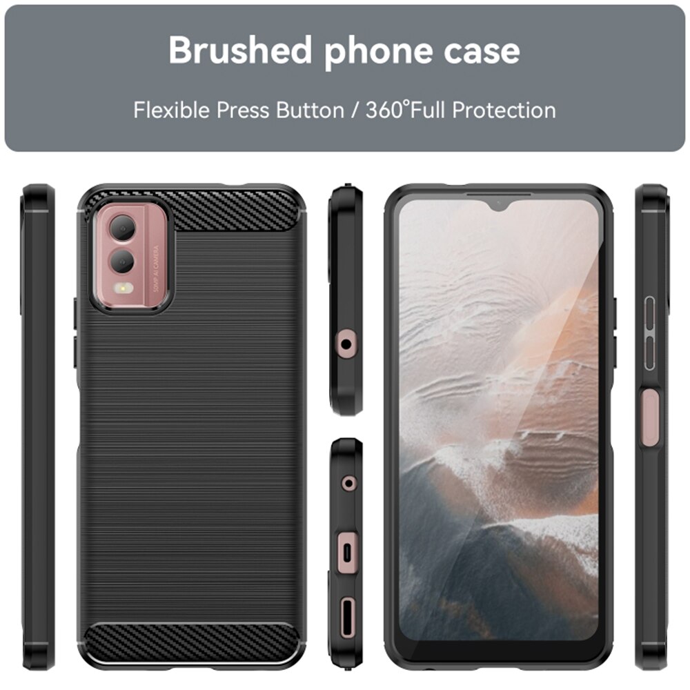 Husa Techsuit Carbon Silicone compatibila cu Nokia C32 Black