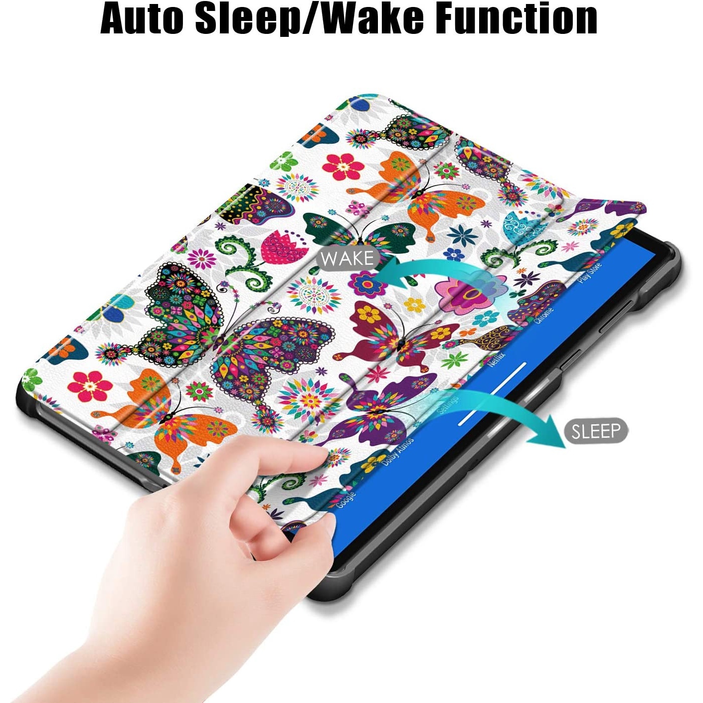 Husa Slim Sigloo, Smart Cover, Trifold, pentru tableta Samsung Galaxy Tab A8 10.5 inch (2022/2021) SM-X200 / X205 / X207, model Butterfly