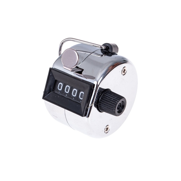 Mechanikus számláló, PrzydaSie.pl, kézi klikker, lépésszámláló, fém, ezüst/fekete