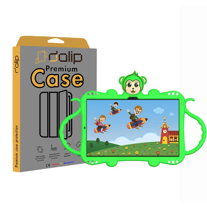 Apple iPad Air 1 / Air 2 / iPad Pro 9,7 hüvelykes / iPad 5 kompatibilis tok, Dalip Monkey Friend, szilikon, zöld