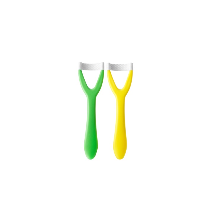 Set 2 Dispozitive De Curatare Limba, Compacte, Mizuha, Galben/Verde, Igiena Orala, Portabil, Siguranta, Fara Durere, Calitate, Sanatate, Igienic, Hipoalergenic, Fiabil, Confortabil, Protectie