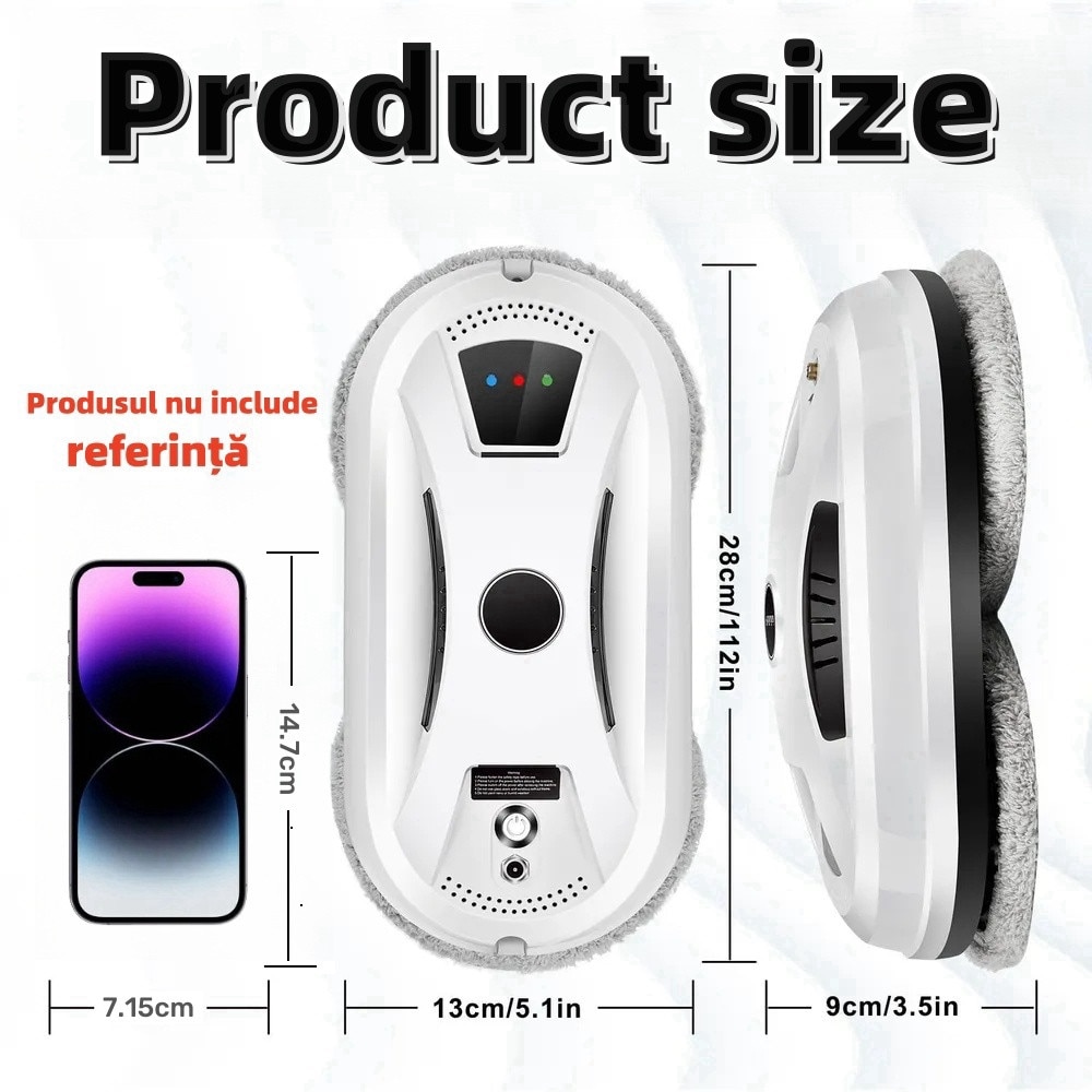 Robot autonom de curatare geamuri,5600Pa, cu telecomanda, 8 laveti, UPS, planificare inteligenta, detectie margini si anti-cazare, poate curata sticla, oglinzi, placi