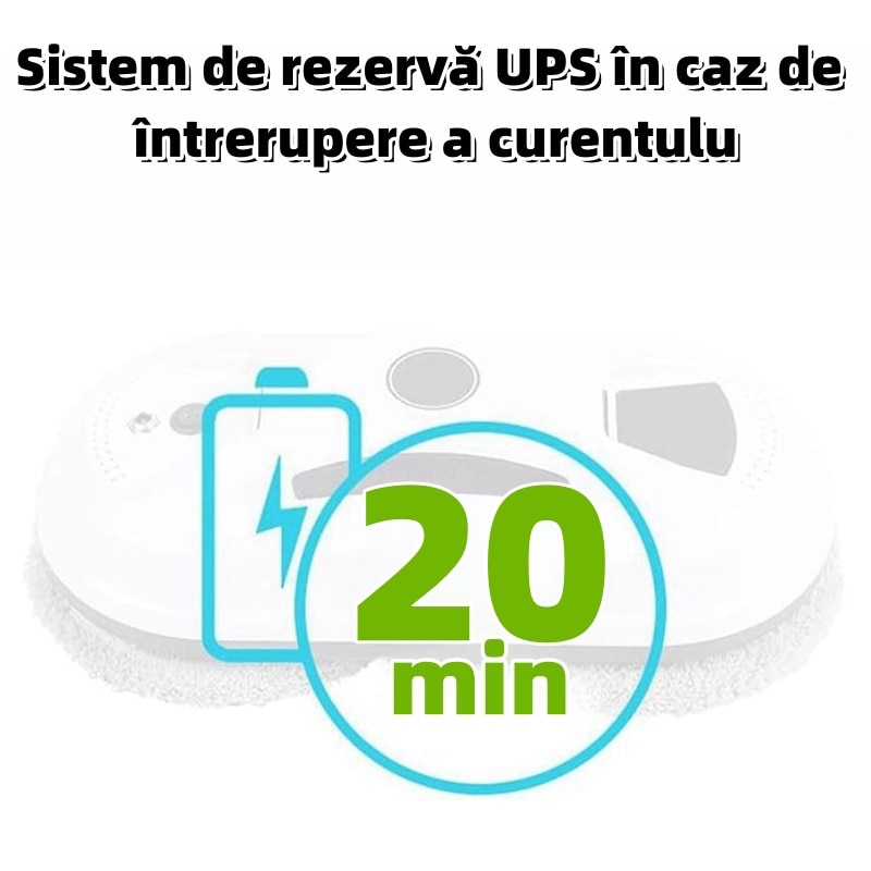 Robot autonom de curatare geamuri,5600Pa, cu telecomanda, 8 laveti, UPS, planificare inteligenta, detectie margini si anti-cazare, poate curata sticla, oglinzi, placi