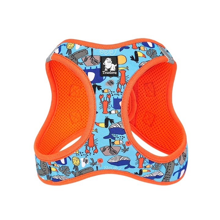 Ham tip vesta din plasa respirabila si captuseala moale, premium, marime S, albastru/portocaliu