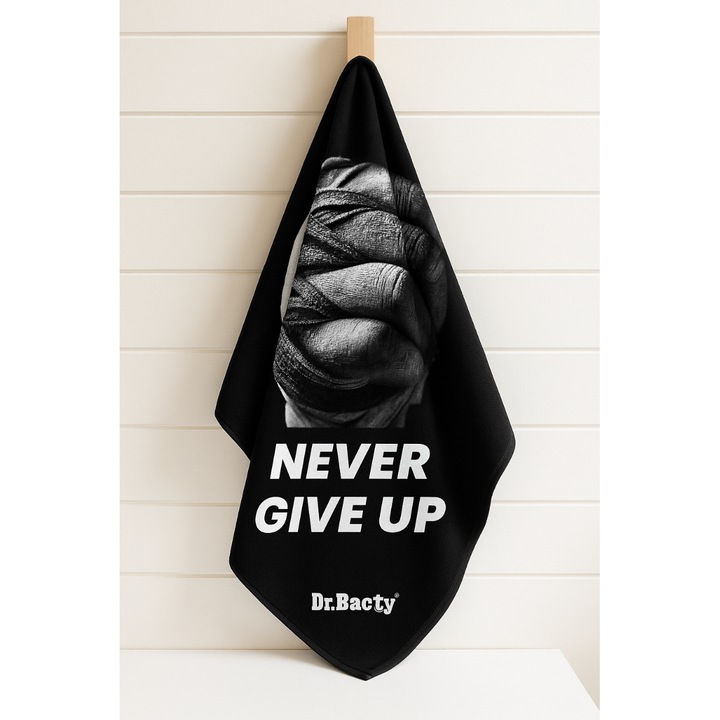 Prosop de uscare rapida cu doua fete Dr.Bacty 70x140 - Never give up