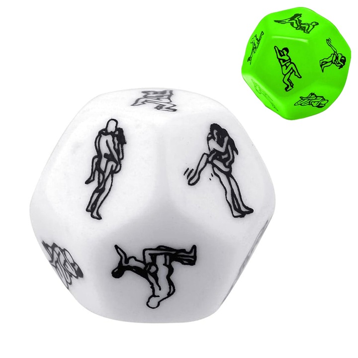 Еротични зарове Zar Obsessia® StartGame, с различни позиции за двойки, флуоресцентен, устойчив материал