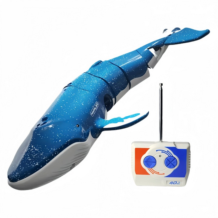 LITFIV® Barca Cu Telecomanda Rc, Submarin Telecomandat, Cu Functie Scufundare Si Spray, Telecomanda Impermeabila, Baterie Reincarcabila, Forma De Balena, 20 Cm, Pentru Acvariu/Cada/Piscina