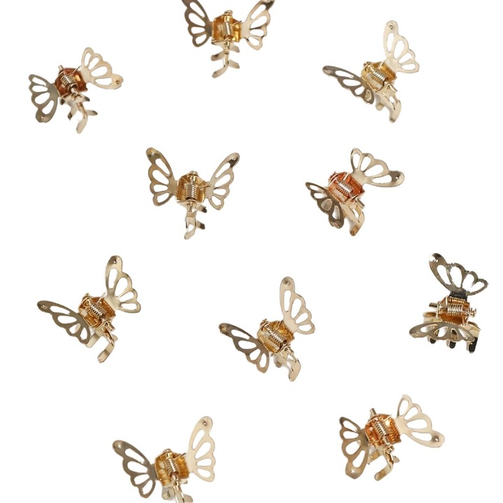 Set 10 agrafe de par, stil vintage, forma alungita, auriu