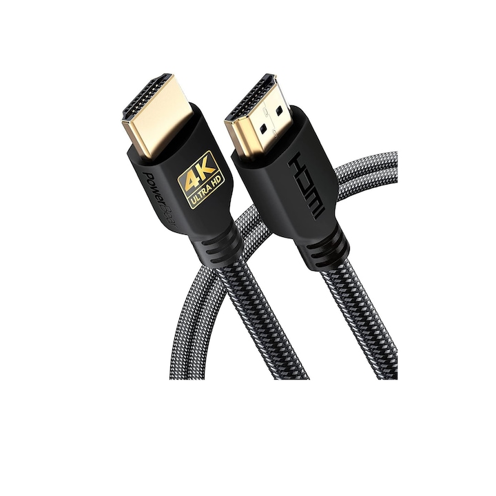 PowerBear HDMI кабел, 4K, 80 см, високоскоростен, с найлонова оплетка, 60 Hz, Ultra HD, 2K, 1080P, ARC и CL3 рейтинг, за лаптоп, монитор, PS5, PS4, Xbox One, Fire TV, Apple TV и други