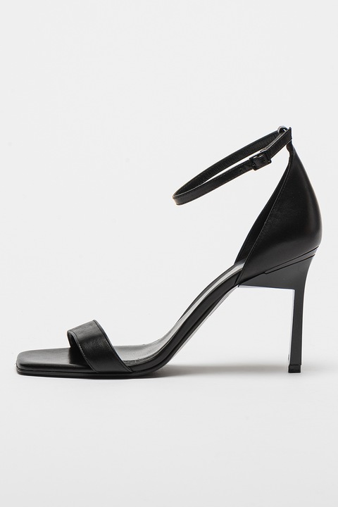 CALVIN KLEIN, Кожени сандали с ток стилето, Черен