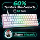 Механична клавиатура за гейминг Timebox, 60%, RGB осветление, 68 PBT Pudding клавиша, с Type-C кабел, Червен превключвател, Преносим, Бял